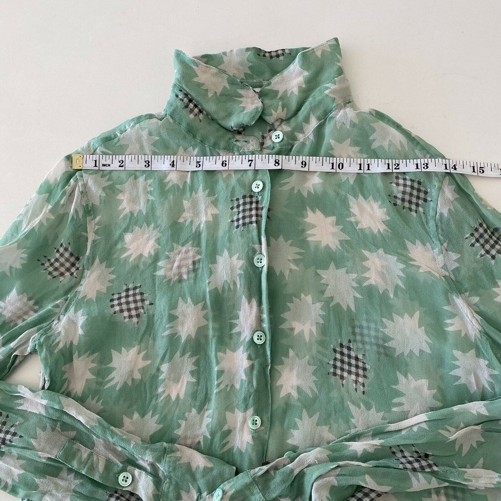 Equipment Femme Sheer Silk Print Collar Top Blouse - Picture 3 of 12